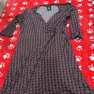 George Black and Red Patterned Long Sleeve Dress
